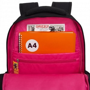Рюкзак школьный GRIZZLY с карманом для ноутбука 13", анатомической спинкой, для девочки