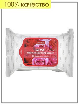 Purederm Салфетки для снятия макияжа с розой Make-Up Cleansing Tissues Rose, 30 шт