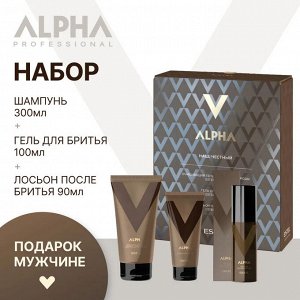 Эстель Мужской подарочный набор ESTEL ALPHA PRO "Наш. Честный" Очищающий гель для лица и бороды 150 мл + Гель для бритья 100 мл + Лосьон после бритья 100 мл