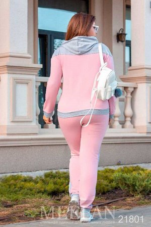 Женский спортивный костюм 21801 розовый серый