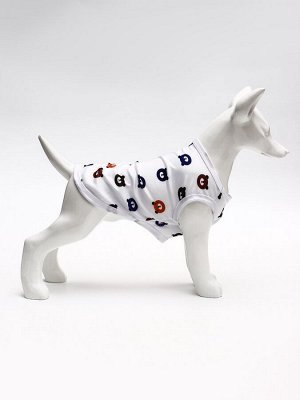 Футболка для животных "Мишка",M (ДС 30, ОГ 42 см), белая