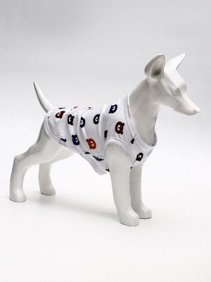 Футболка для животных "Мишка",M (ДС 30, ОГ 42 см), белая