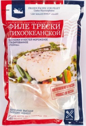 Филе трески порционное 350 г Лойны