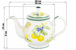 Чайник 380 мл "Лимоны" из NEW BONE CHINA, размеры 17x10x12 см