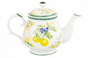 Чайник 380 мл "Лимоны" из NEW BONE CHINA, размеры 17x10x12 см