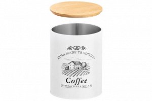 Набор банок для хранения "Coffee" с бамбуковыми крышками, 2 шт, 1,1 л, 11x11x13,8 см