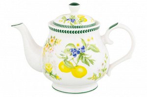 Чайник 380 мл "Лимоны" из NEW BONE CHINA, размеры 17x10x12 см