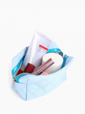 Косметичка на молнии, объёмная, маленькая, с принтом Beauty, голубая