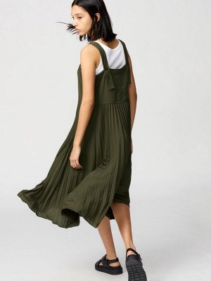 UNIQLO: C - плиссированное платье на бретелях - 57 OLIVE