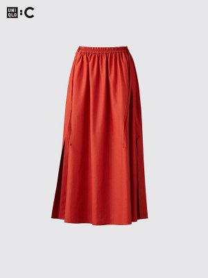 UNIQLO: C - длинная свободная юбка с разрезами по бокам - 34 BROWN