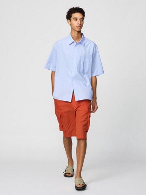 UNIQLO: C - хлопковая рубашка оверсайз в полоску - 62 BLUE