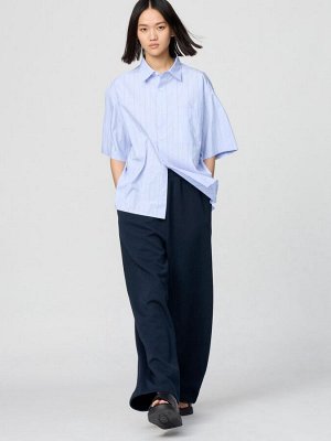 UNIQLO: C - хлопковая рубашка оверсайз в полоску - 62 BLUE