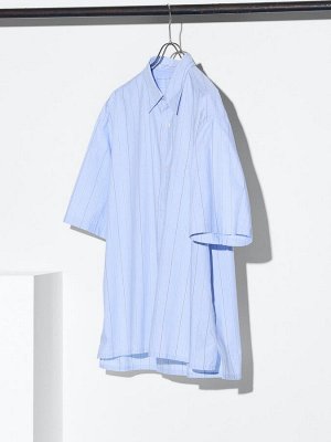 UNIQLO: C - хлопковая рубашка оверсайз в полоску - 62 BLUE