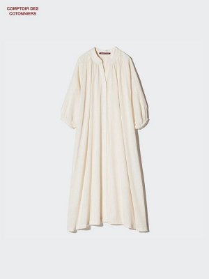 UNIQLO x Comptoir des Cotonniers - легкое струящееся платье из хлопка c рукавами 3/4 - 09 BLACK