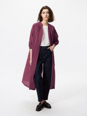 UNIQLO x Comptoir des Cotonniers - легкое струящееся платье из хлопка c рукавами 3/4 - 09 BLACK