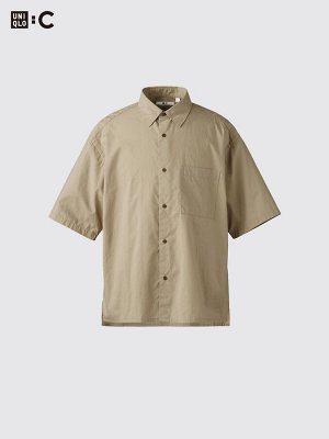 UNIQLO: C - однотонная рубашка оверсайз с короткими рукавами - 69 NAVY