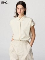 UNIQLO: C - хлопковая укороченная рубашка с короткими рукавами -  30 NATURAL