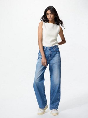 UNIQLO - мягкая майка-гофре с вырезом-лодочкой - 01 OFFWHITE