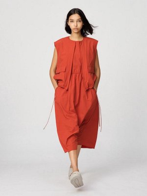 UNIQLO - стильный жилет-баллон на молнии - 25 ORANGE