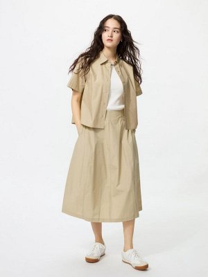 UNIQLO Cotton blend cocoon skirt - юбка-кокон из хлопковой смеси - 32 BEIGE