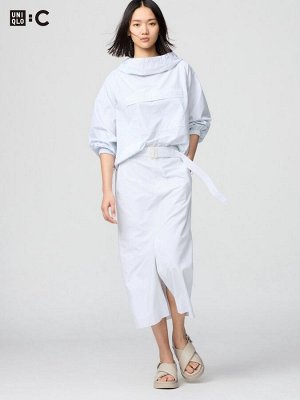 UNIQLO: C - полосатая юбка с поясом и узким силуэтом - 01 OFFWHITE