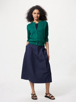 UNIQLO Cotton blend cocoon skirt - юбка-кокон из хлопковой смеси - 69 NAVY