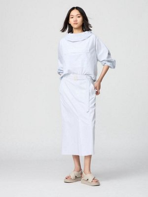 UNIQLO: C - полосатая юбка с поясом и узким силуэтом - 01 OFFWHITE