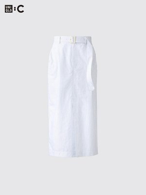 UNIQLO: C - полосатая юбка с поясом и узким силуэтом - 01 OFFWHITE