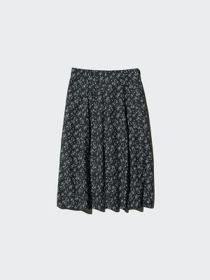 UNIQLO - цветочная юбка-кокон укороченной длины - 01 OFFWHITE