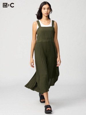 UNIQLO: C - плиссированное платье на бретелях - 57 OLIVE
