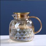 Кувшин для воды, напитков с крышкой, стеклянный, 1400 мл