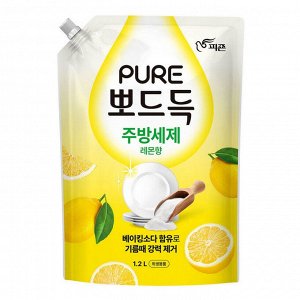 Средство "PURE LEMON" для мытья посуды «Лимон» (с пищевой содой) 1,2 л, мягкая упаковка с крышкой