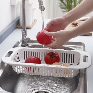 Сушилка для посуды раздвижная (корзина-коландер) для мойки