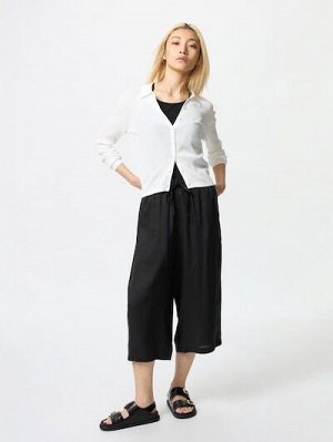 UNIQLO - укороченные легкие штаны из вискозы - 09 BLACK