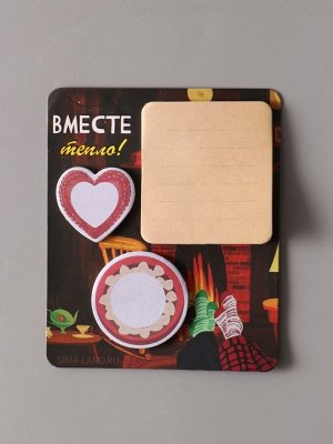 Магнит на холодильник с блоком для записей и стикерами «Вместе тепло!», 10x12 см