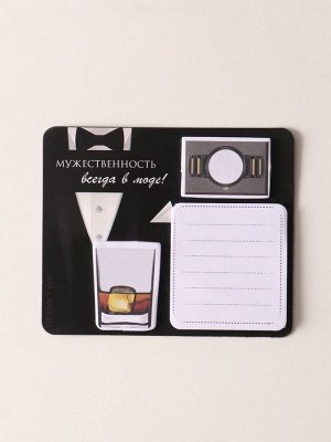 Магнит на холодильник с блоком для записей и стикерами «Мужественность всегда в моде!», 10x12 см