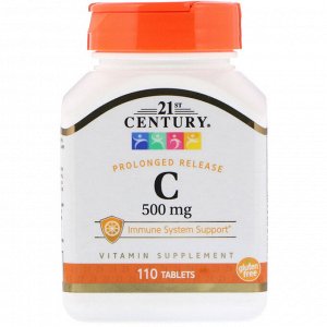 21st Century, витамин C, замедленное высвобождение, 500 мг, 110 таблеток