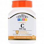 21st Century, Chewable C, 500 mg, 110 Orange Flavored Tablets