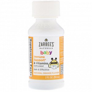 Zarbee&#039;s, Детская добавка с витаминами для укрепления иммунитета, с натуральным апельсиновым вкусом, 59мл (2жидк.унции)