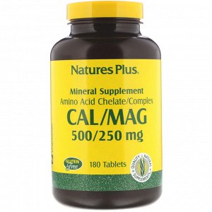 Nature&#x27 - s Plus, Кальций и магний, 500/250 мг, 180 таблеток