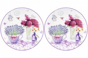 Набор тарелок 2 шт. 16x16x2 см, "Лаванда", NEW BONE CHINA