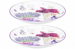 Набор тарелок 2 шт. 16x16x2 см, "Лаванда", NEW BONE CHINA