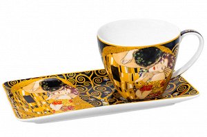 Чашка 250 мл с блюдцем "Поцелуй на черном" из NEW BONE CHINA, 20*10*2 см