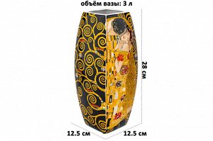 Ваза квадратная 3 л 12,5x12,5x30 см "Поцелуй на черном", NEW BONE CHINA