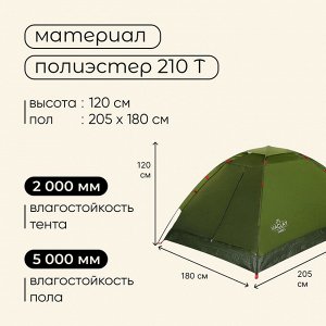Палатка туристическая, трекинговая maclay SANDE 3, 3-местная