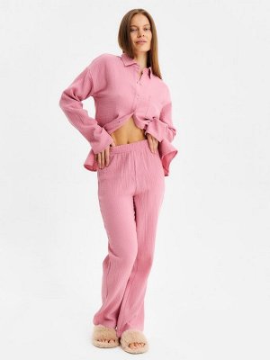 Пижама женская (рубашка и брюки) KAFTAN Basic размер, пудрово-розовая