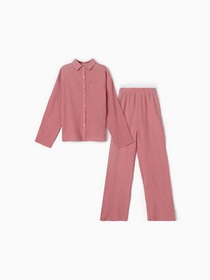 Пижама женская (рубашка и брюки) KAFTAN Basic размер, пудрово-розовая
