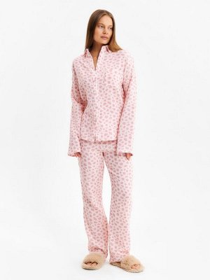 Комплект домашний женский (рубашка, брюки) KAFTAN «Муслин: pink leopard» размер, розовый
