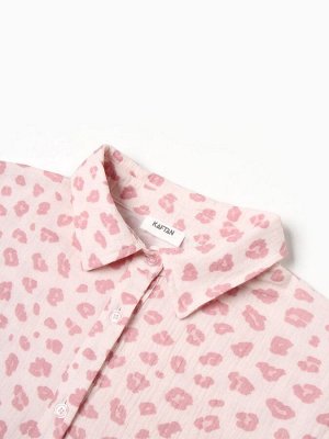 Комплект домашний женский (рубашка, брюки) KAFTAN «Муслин: pink leopard» размер, розовый