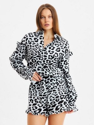 Комплект домашний женский (рубашка, шорты) KAFTAN «Муслин: leopard» размер